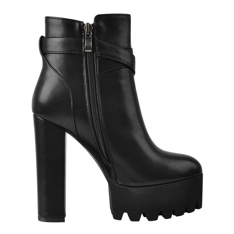 Buckled Platform Ankle Boots - Heelure™