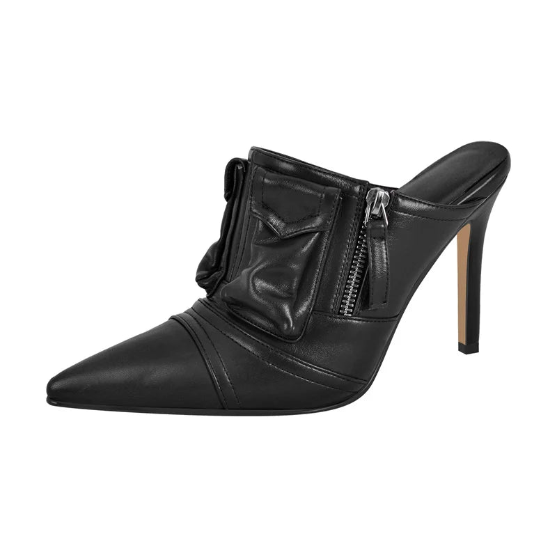 Denim Slip-On Mule Stiletto Sandals High Heels - Heelure™