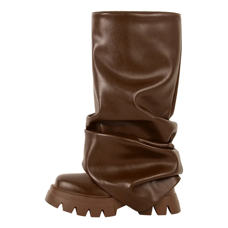 Fold-Over Platform Boots with Chunky Sole - Heelure™