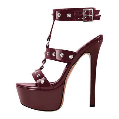 buckled stiletto platform stiletto sandal heels large size