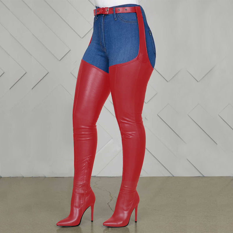 Over-the-Knee Stiletto Boots for Men W/ Crotch Cut Out