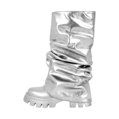 Fold-Over Platform Boots with Chunky Sole - Heelure™