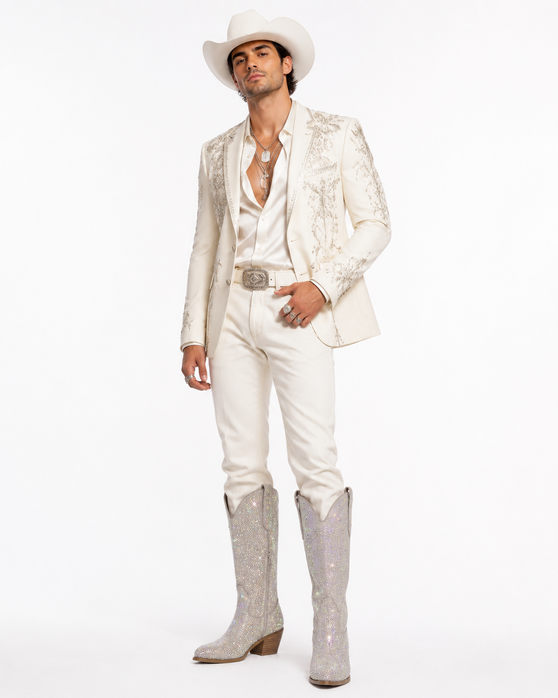 Sequined Western High Heel Boots - Heelure™