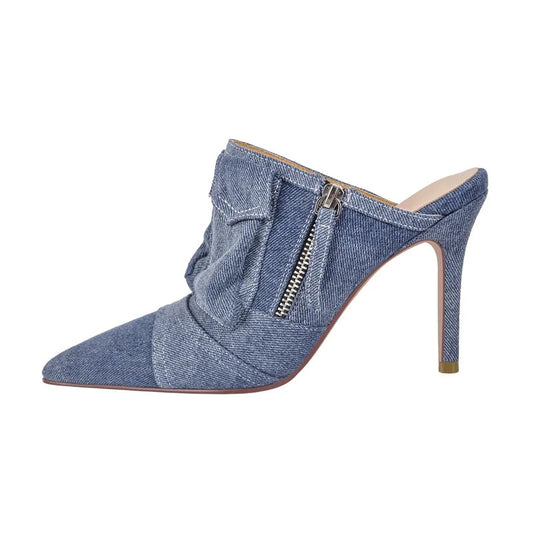 Denim Slip-On Mule Stiletto Sandals High Heels - Heelure™