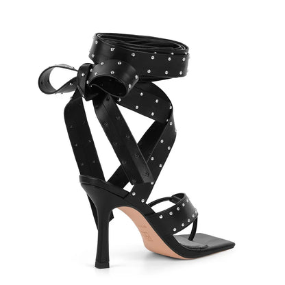 Rivet Lace-Up Gladiator Stiletto Sandals High Heels - Heelure™