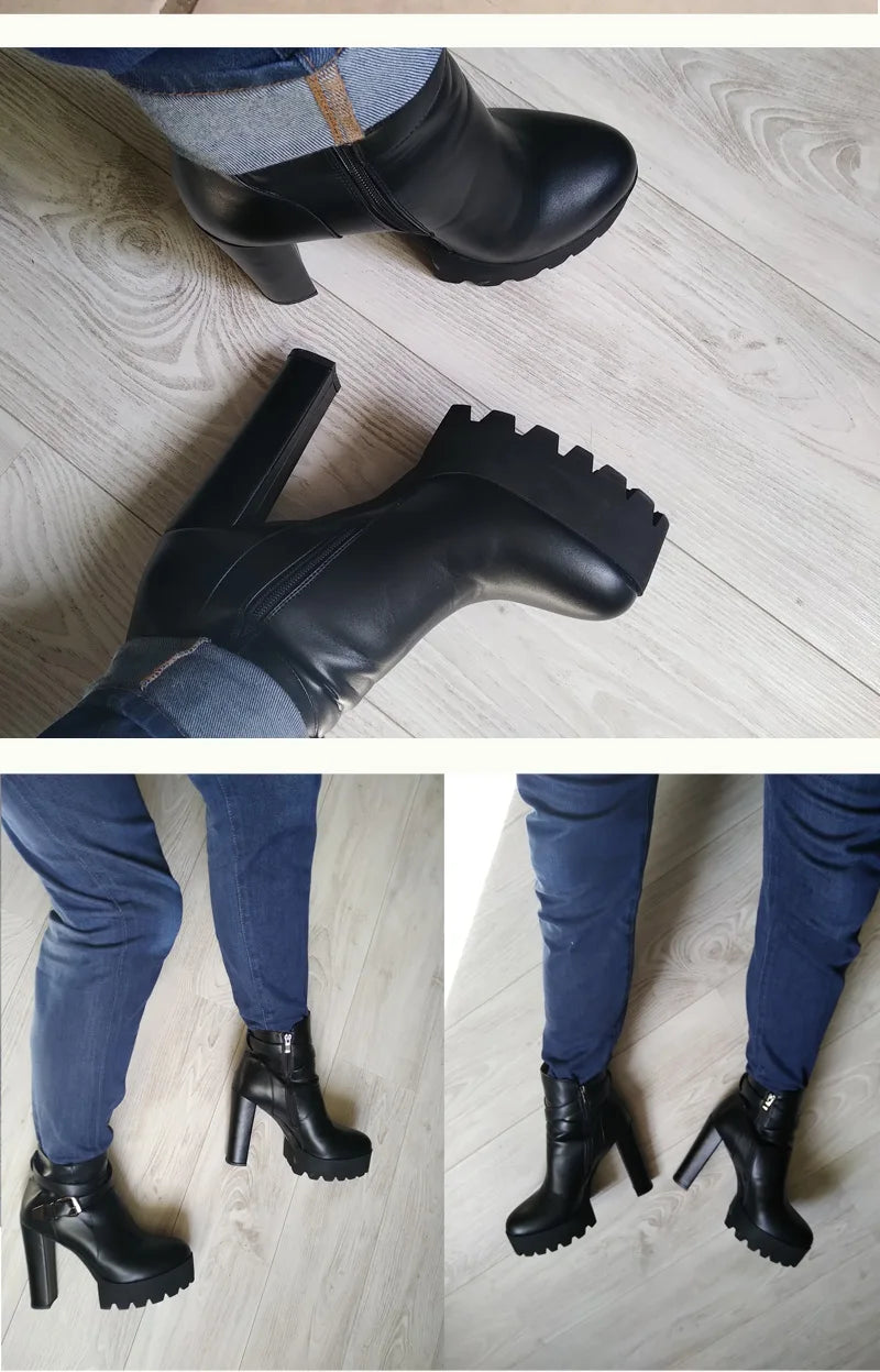Buckled Platform Ankle Boots - Heelure™
