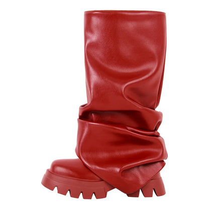 Fold-Over Platform Boots with Chunky Sole - Heelure™