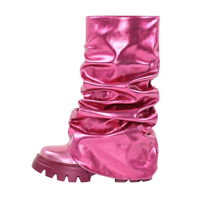 Fold-Over Platform Boots with Chunky Sole - Heelure™