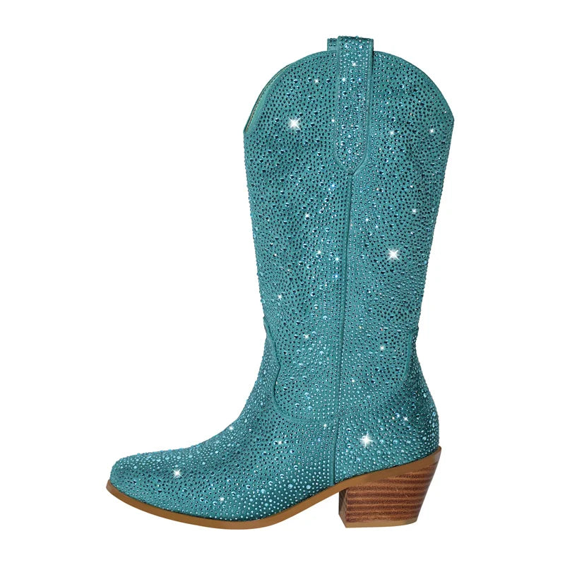 sprarkly turquoise western boot heels for men