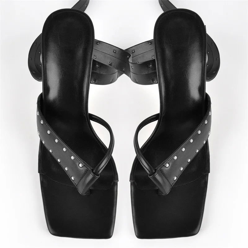 Rivet Lace-Up Gladiator Stiletto Sandals High Heels - Heelure™