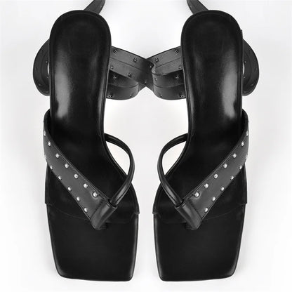 Rivet Lace-Up Gladiator Stiletto Sandals High Heels - Heelure™