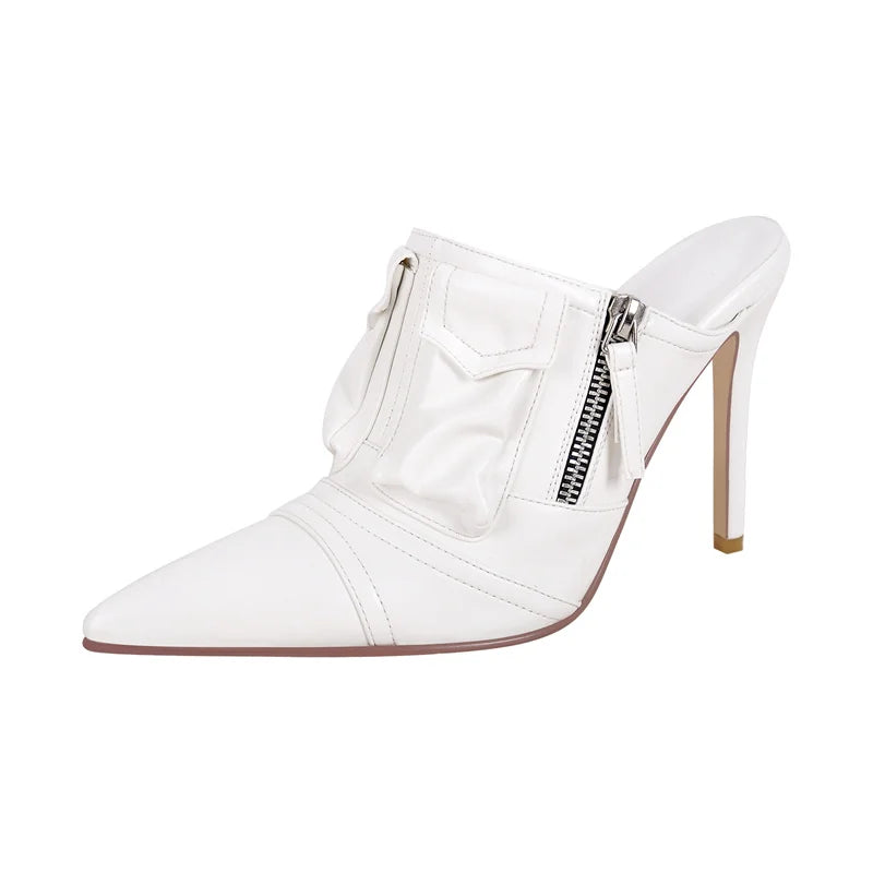 Denim Slip-On Mule Stiletto Sandals High Heels - Heelure™