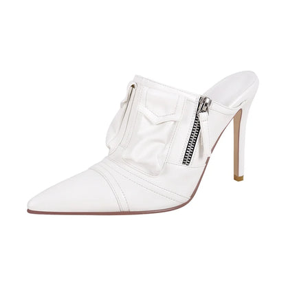 Denim Slip-On Mule Stiletto Sandals High Heels - Heelure™