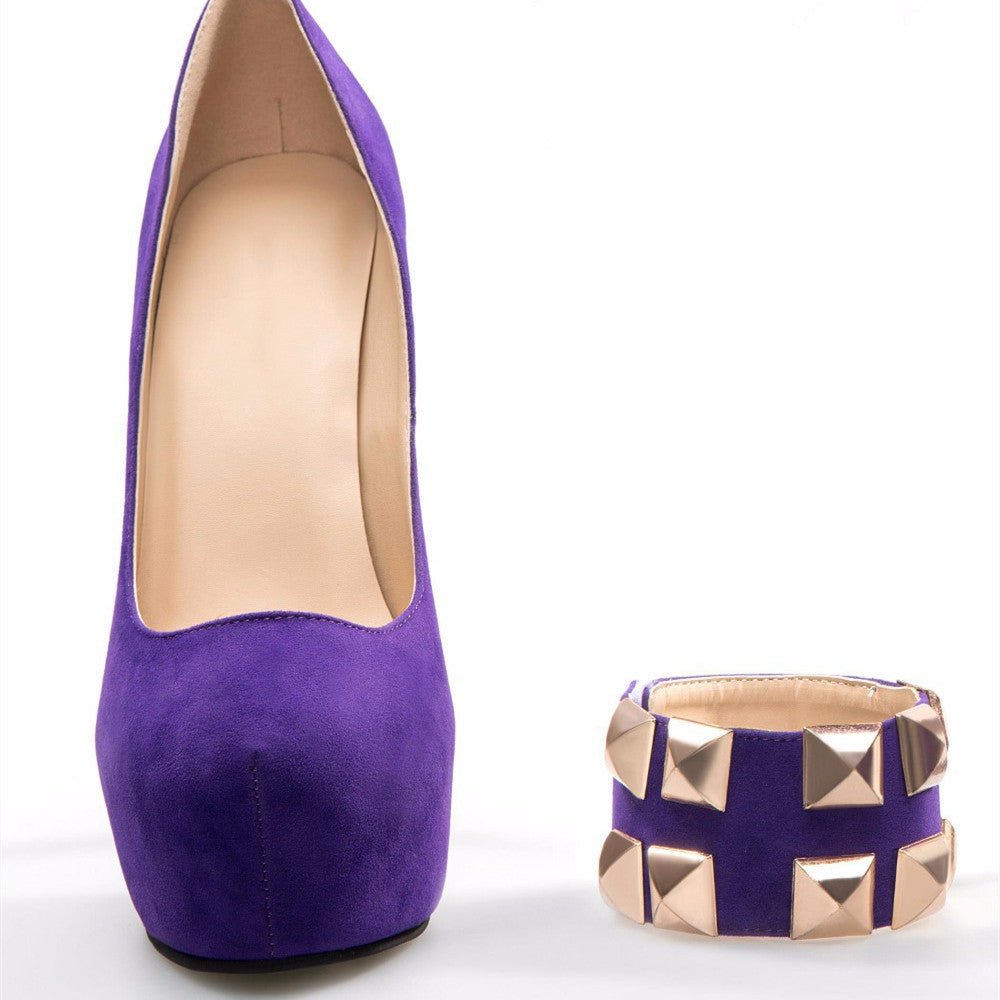 Lavish Purple High Heels For Men W/ Ankle Bracelet